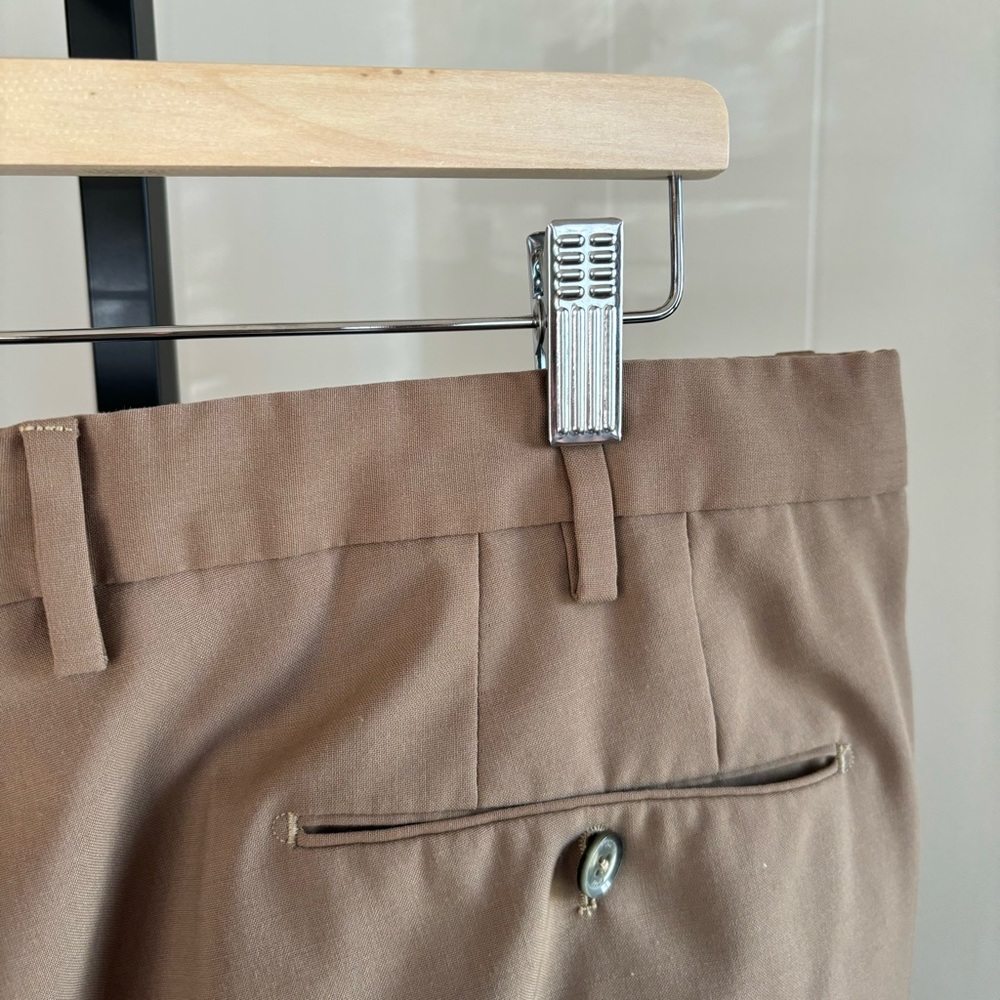 PT01 Stretch Traveller Wool Blend Tan Flat Front Chino Dress Pants Men 56 38x27